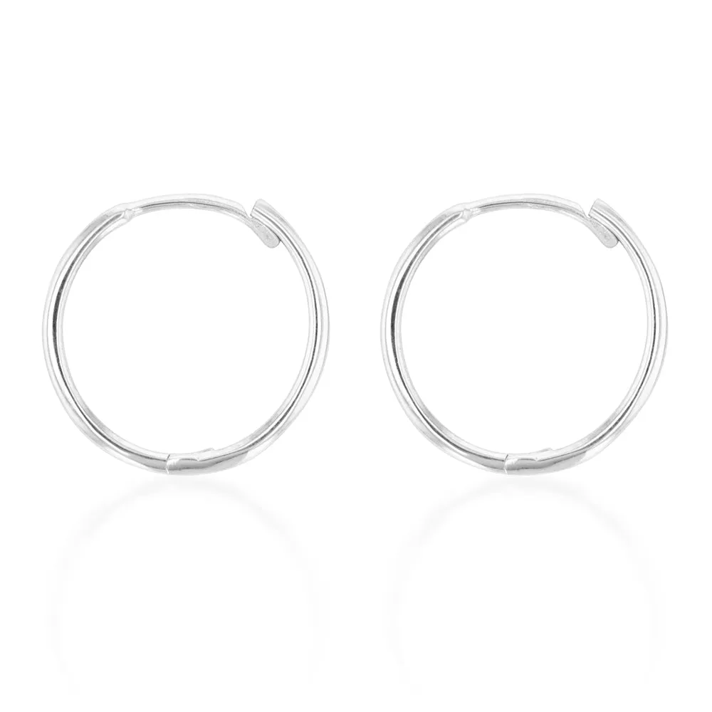 9ct White Gold Plain Hinged Twisted Hoop Earrings