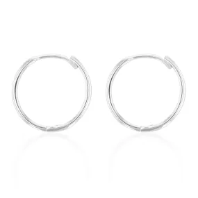 9ct White Gold Plain Hinged Twisted Hoop Earrings