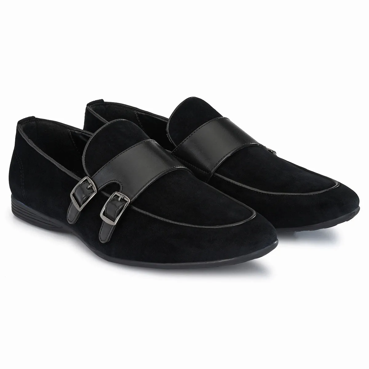 Black Velvet Double Monk-Straps