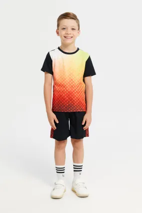 Boys Black Printed Active Set (2 Piece)