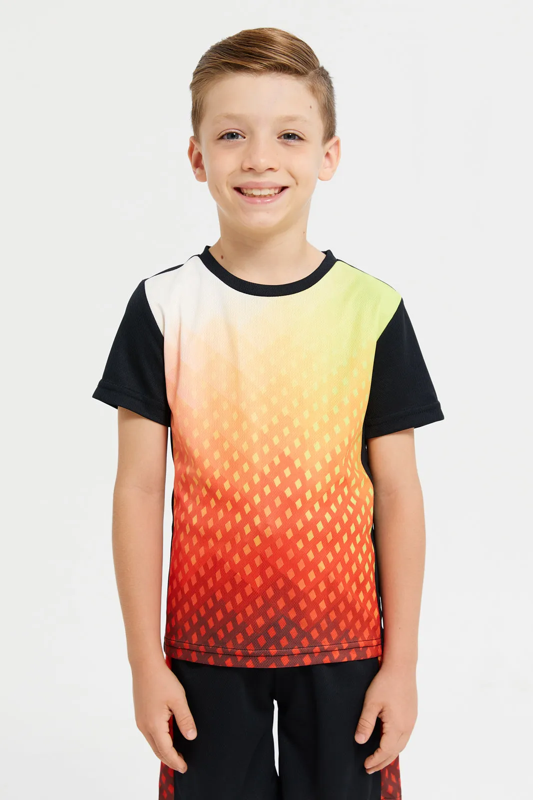 Boys Black Printed Active Set (2 Piece)