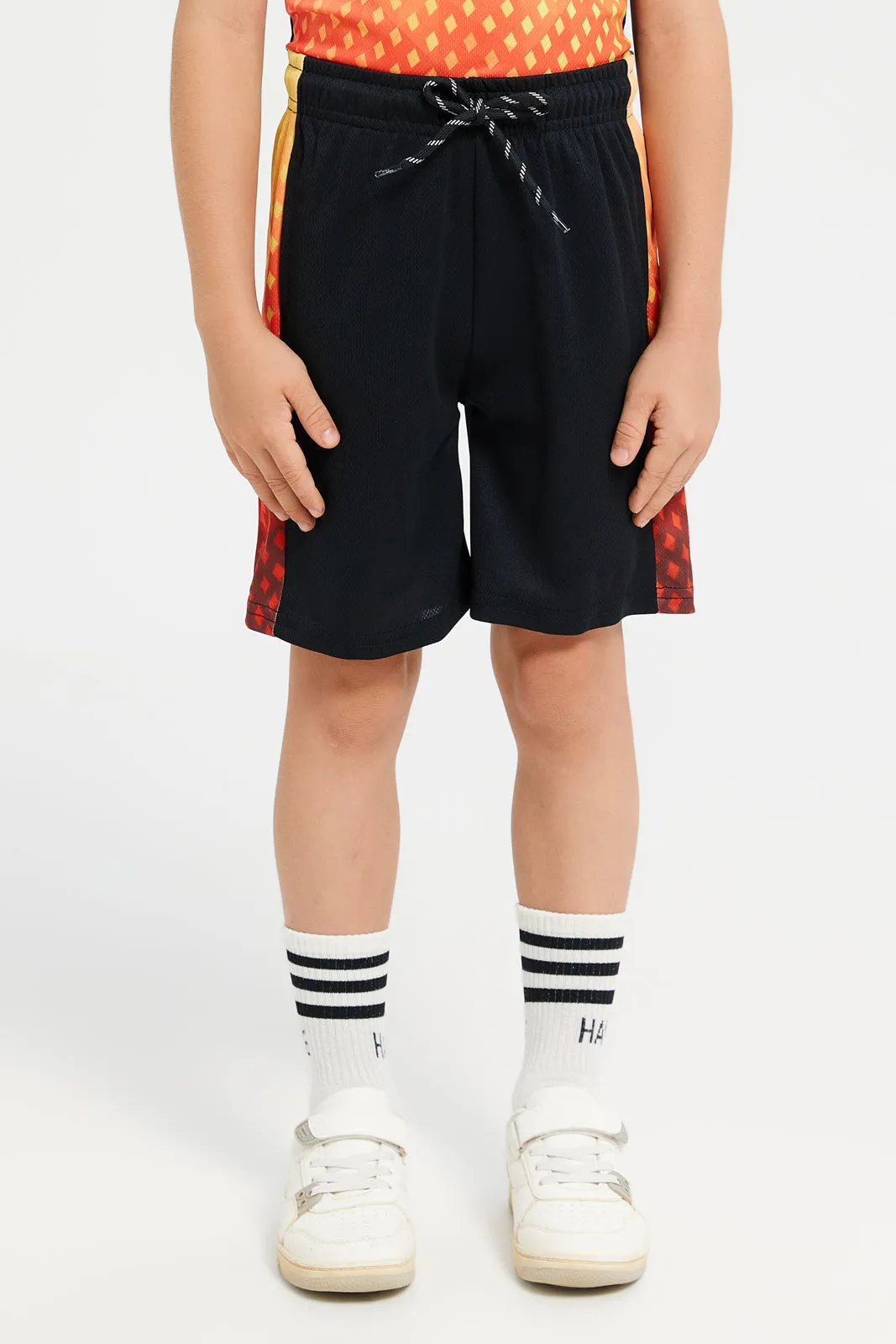 Boys Black Printed Active Set (2 Piece)