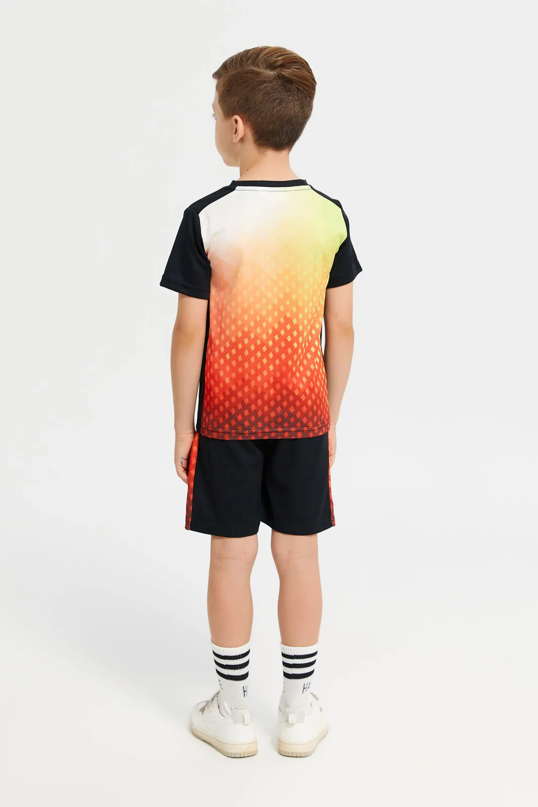 Boys Black Printed Active Set (2 Piece)