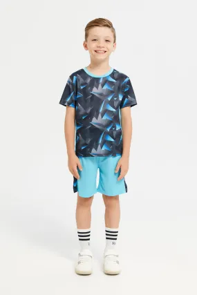 Boys Blue Active T-Shirt & Shorts Set (2 Piece)