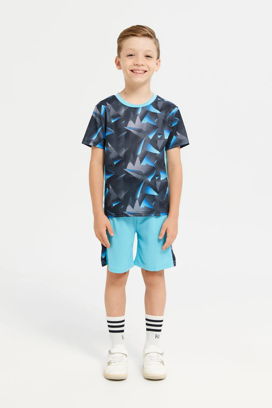 Boys Blue Active T-Shirt & Shorts Set (2 Piece)