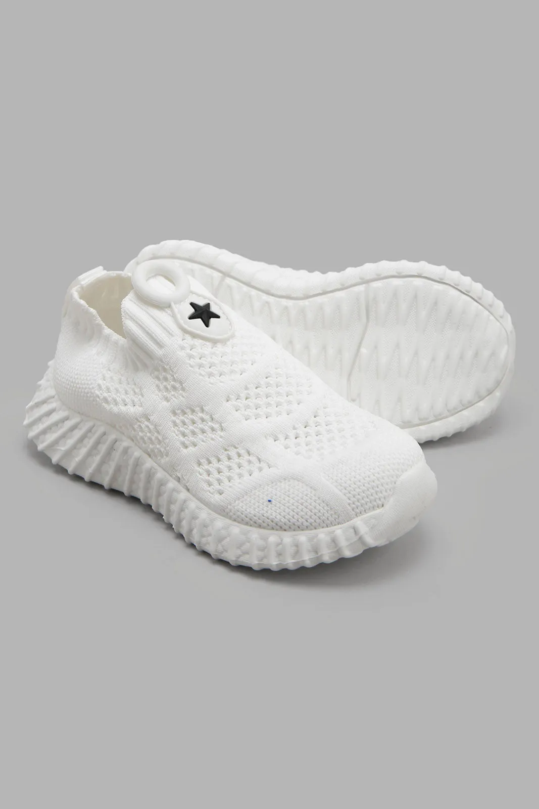 Boys White Fly Knit Slip-On