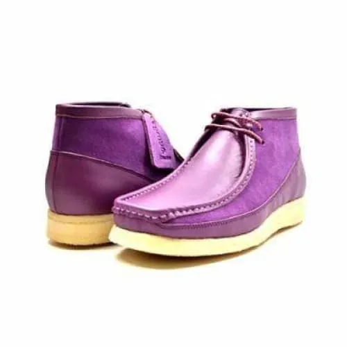 British Walkers Walker 100 Wallabee Boots Men's Purple Leather and Suede