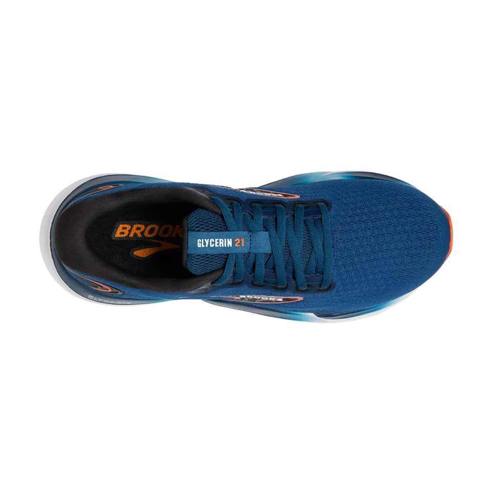 Brooks Men's Glycerin 21 D Width Blue Opal/Black/Nasturtium