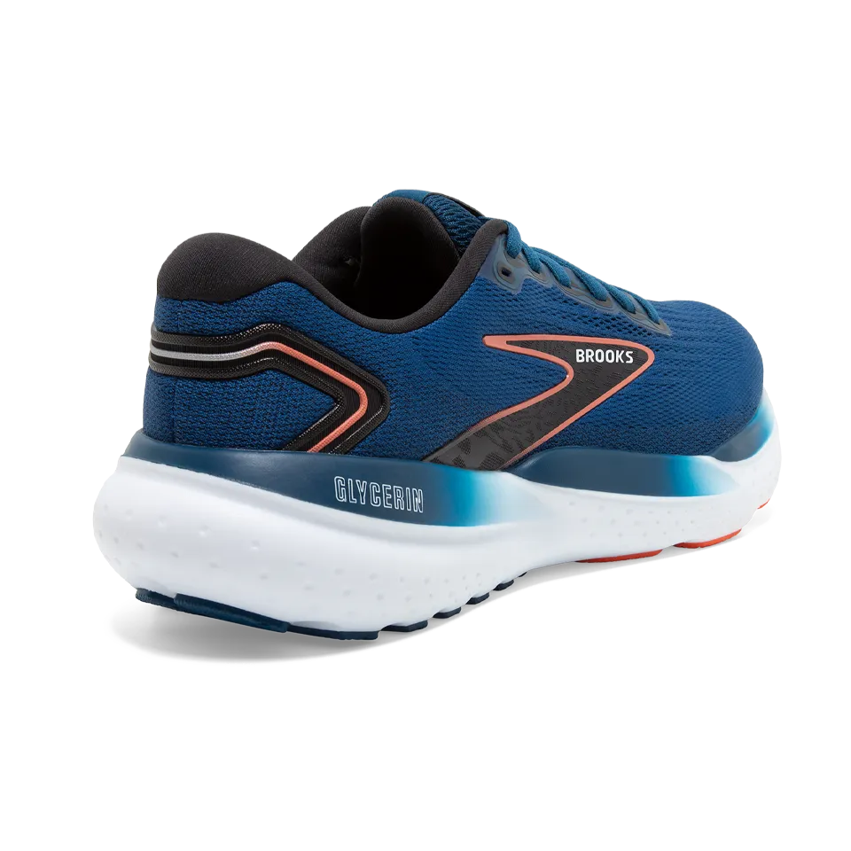 Brooks Men's Glycerin 21 D Width Blue Opal/Black/Nasturtium