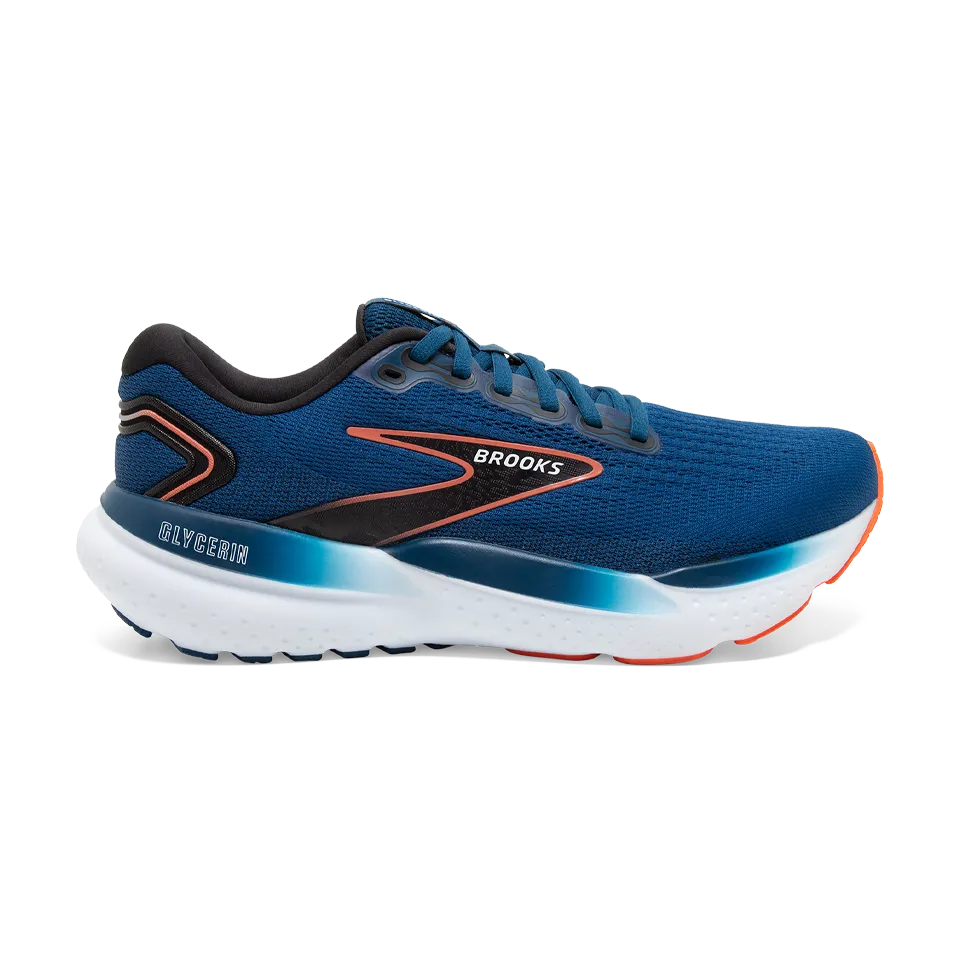 Brooks Men's Glycerin 21 D Width Blue Opal/Black/Nasturtium