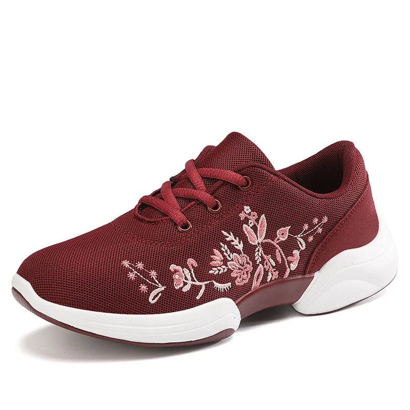 Embroidered Mesh Lace Up Sneakers