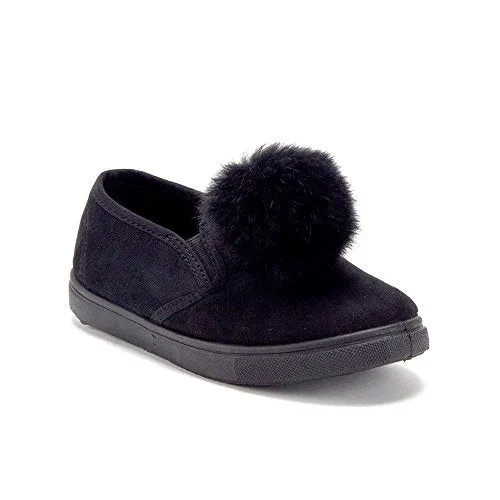 Girls CAL-02K Slip On Pom Pom Sneakers Loafers Shoes