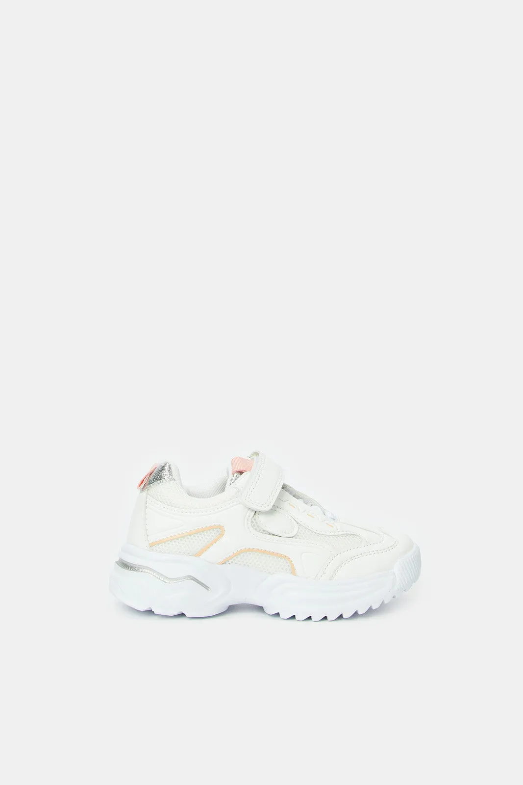 Girls White Velcro Chunky Trainer