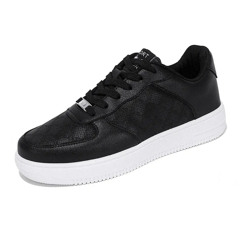 Hnzxzm The Latest Breathable Black Leather Shoes Are Versatile for Men and Women's Casual Sports Board Shoes Leather LaceUp SportsShoes