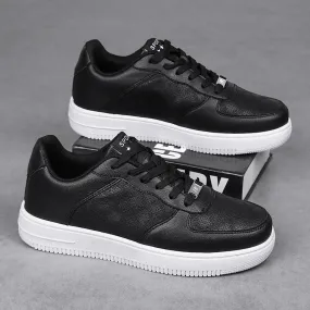 Hnzxzm The Latest Breathable Black Leather Shoes Are Versatile for Men and Women's Casual Sports Board Shoes Leather LaceUp SportsShoes