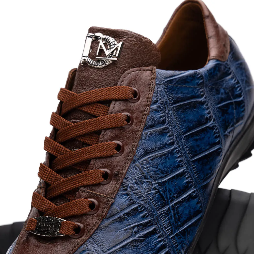 Marco Di Milano SAULO Alligator/Ostrich Bluejean Fashion Sneakers