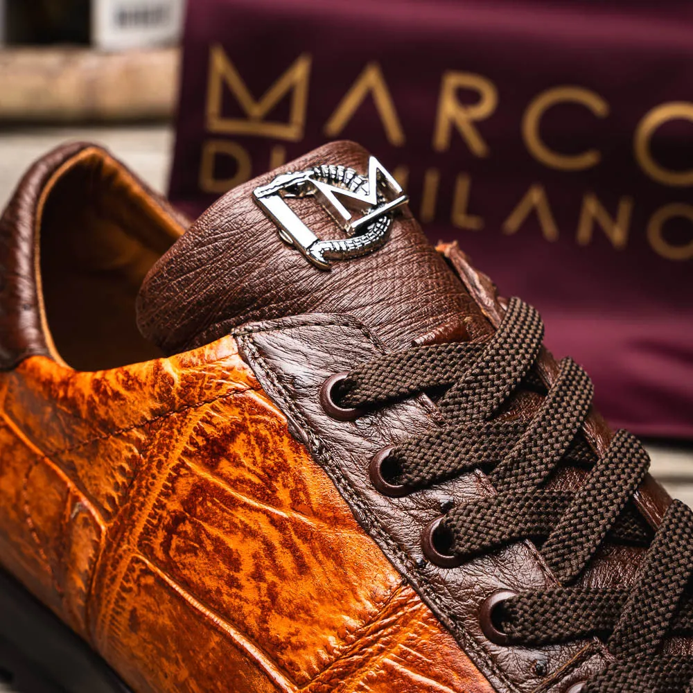 Marco Di Milano SAULO Alligator/Ostrich Brandy Fashion Sneakers