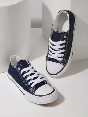 Navy Blue Lace Up Sneakers (TC-CAN1-NVY)