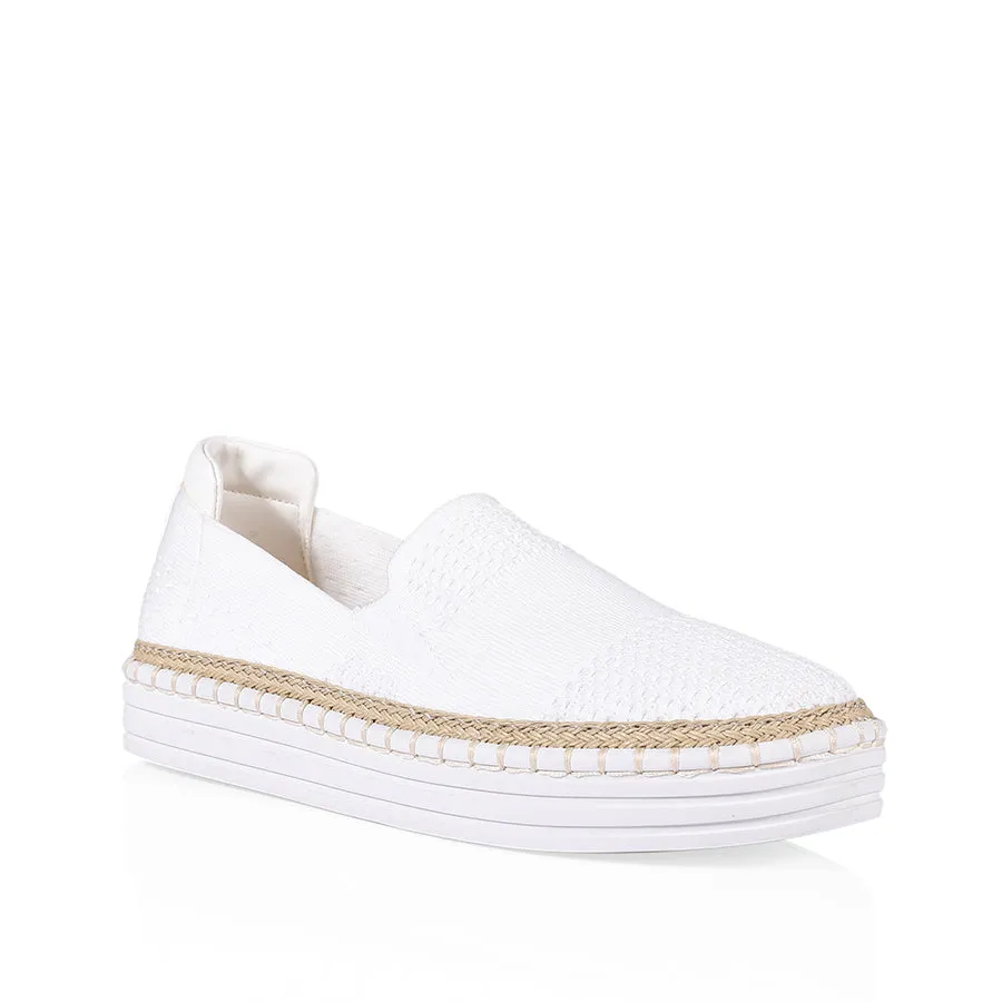 Queen Slip On Sneakers - White Knit