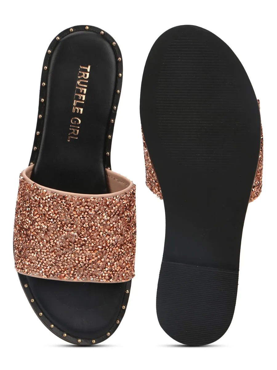 Rose Gold PU Shimmer Slip Ons