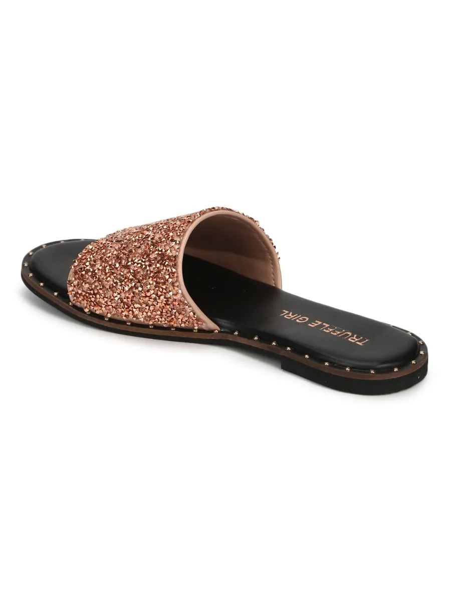 Rose Gold PU Shimmer Slip Ons