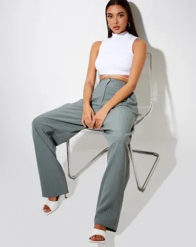 Sakila Trouser in Pinstripe Sage