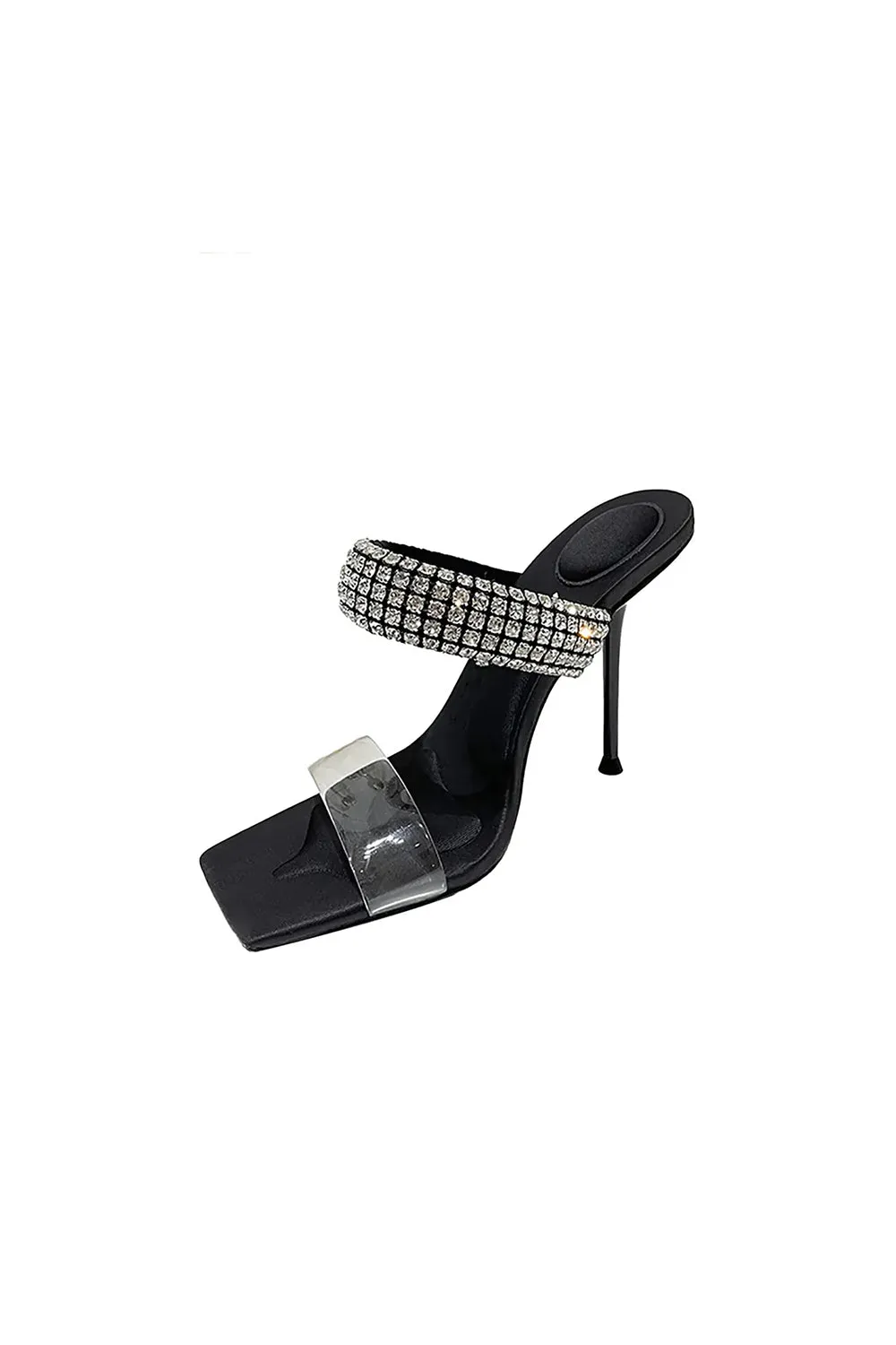 Square Toe Stiletto High Heels with Beading