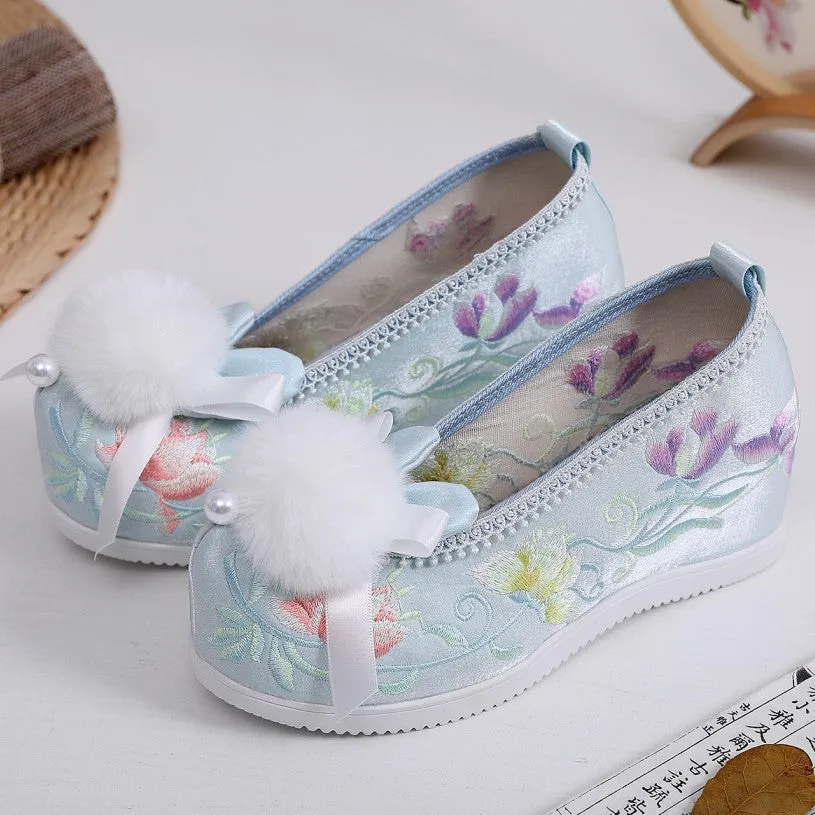 Style Everyday Joker Embroidery Height Increasing Canvas Shoes