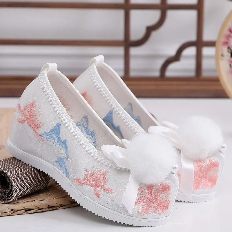 Style Everyday Joker Embroidery Height Increasing Canvas Shoes