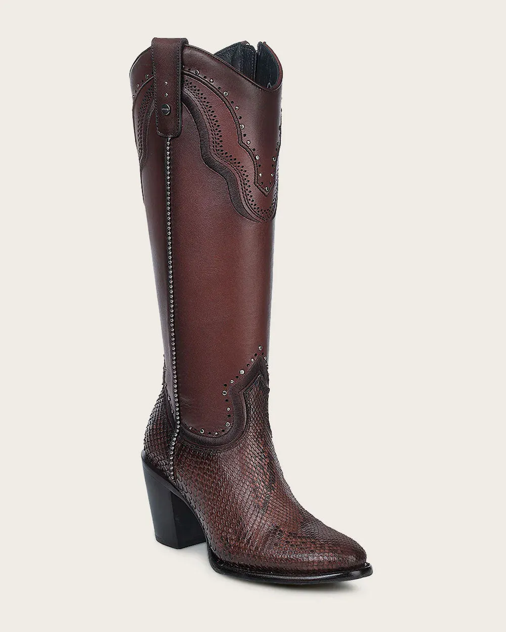 Tall western brown exotic boot