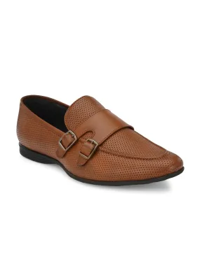 Tan Perforated Monk-Straps