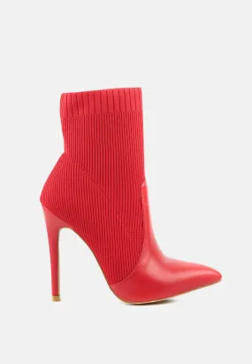 Teagan Pointed Toe Stretch High Heeled Ankle Boots