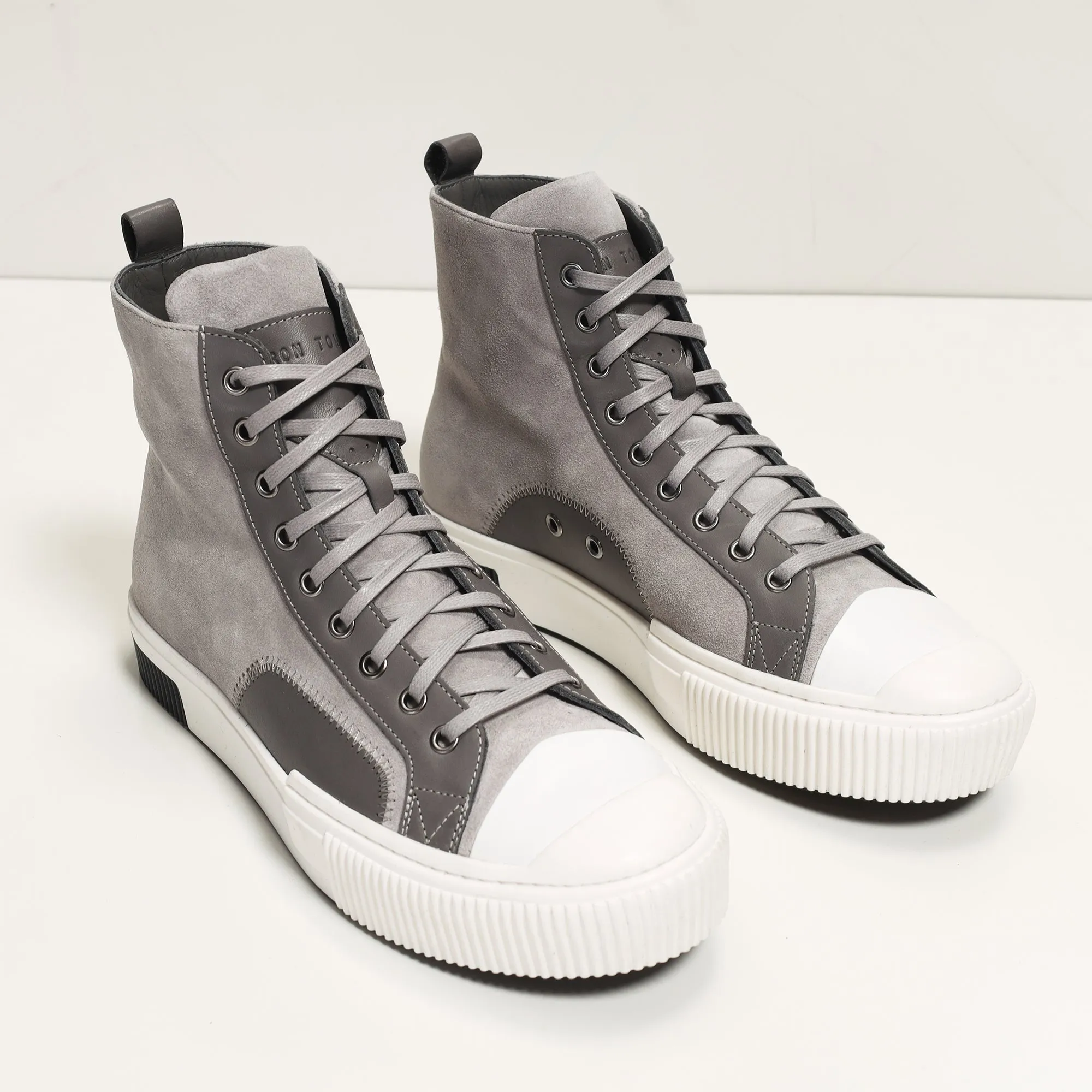 The King Leather and Suede High Tops - Grey Suede