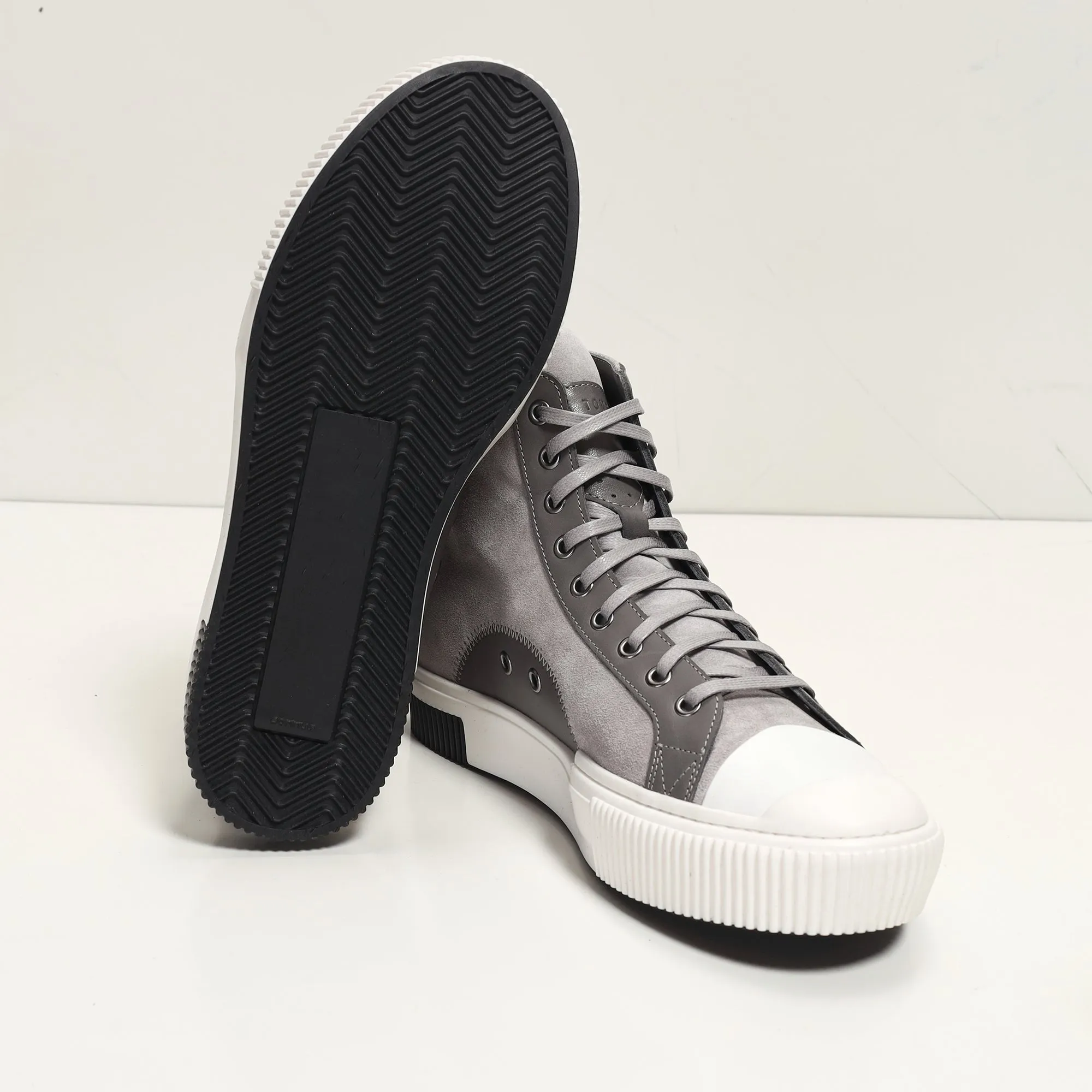 The King Leather and Suede High Tops - Grey Suede