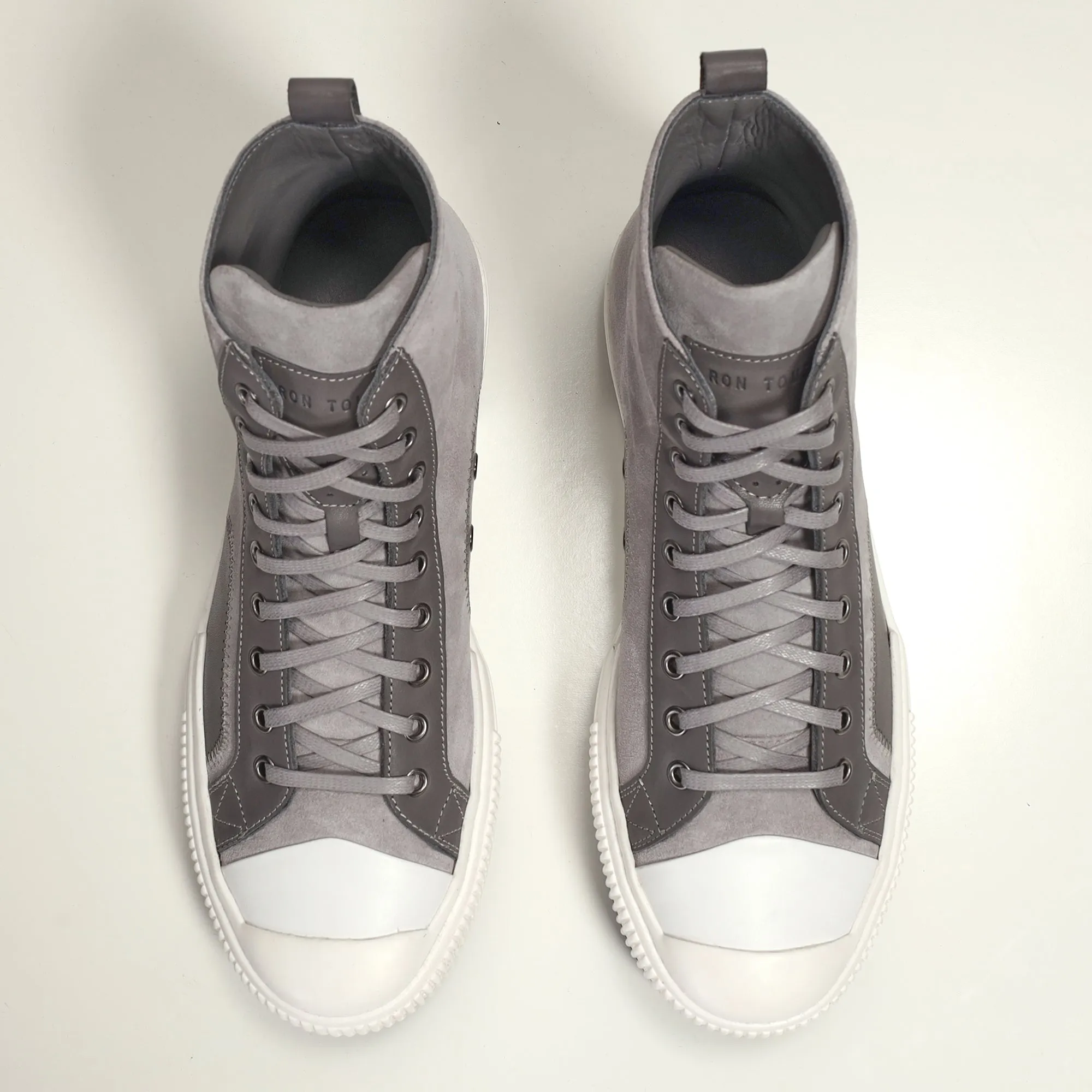 The King Leather and Suede High Tops - Grey Suede