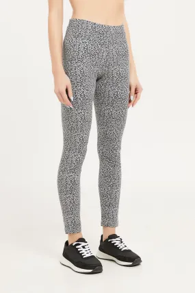 Women Grey Printed Skinny Leggings