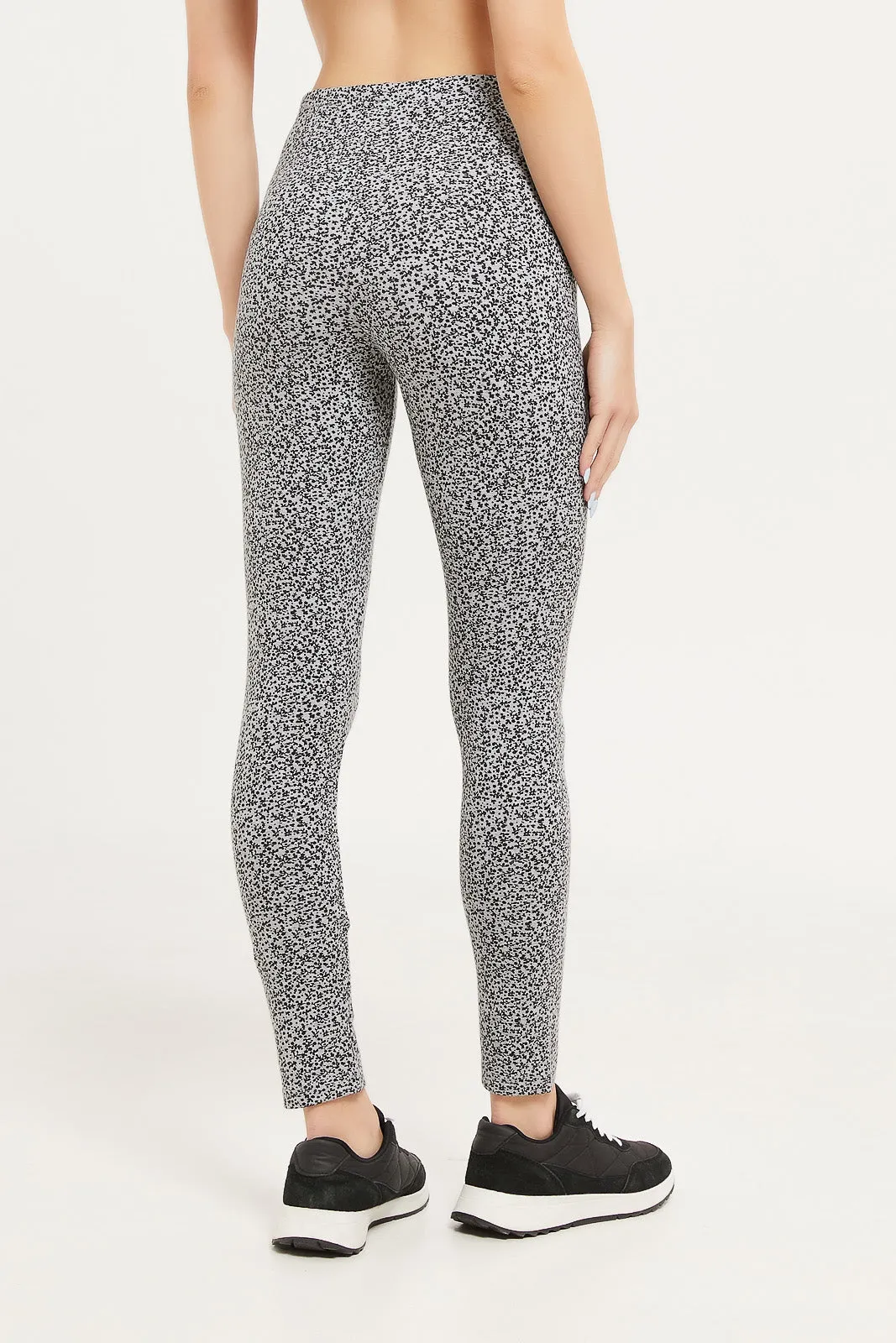 Women Grey Printed Skinny Leggings