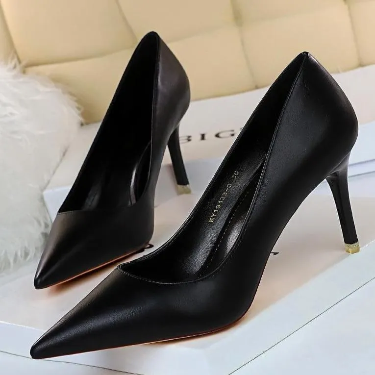 Women pointed closed toe stiletto high heeled pumps