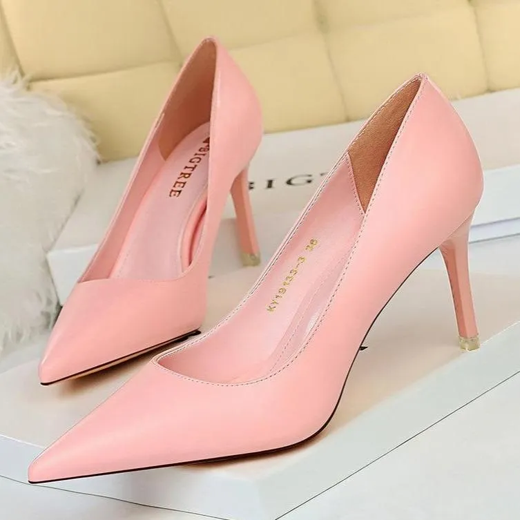 Women pointed closed toe stiletto high heeled pumps