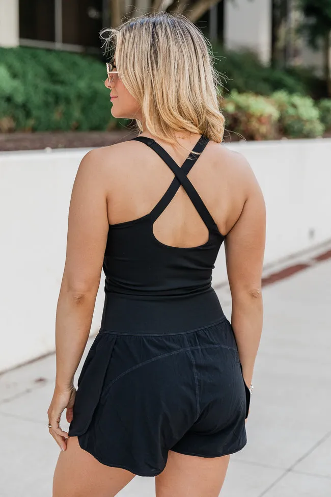 You're Thriving Black Active Keyhole Romper FINAL SALE