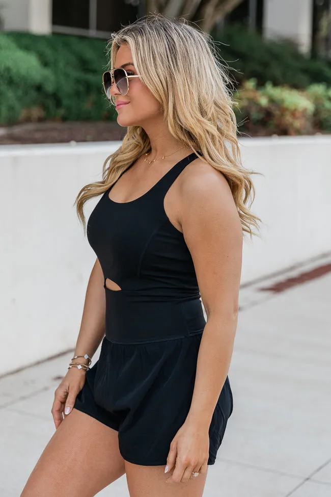 You're Thriving Black Active Keyhole Romper FINAL SALE